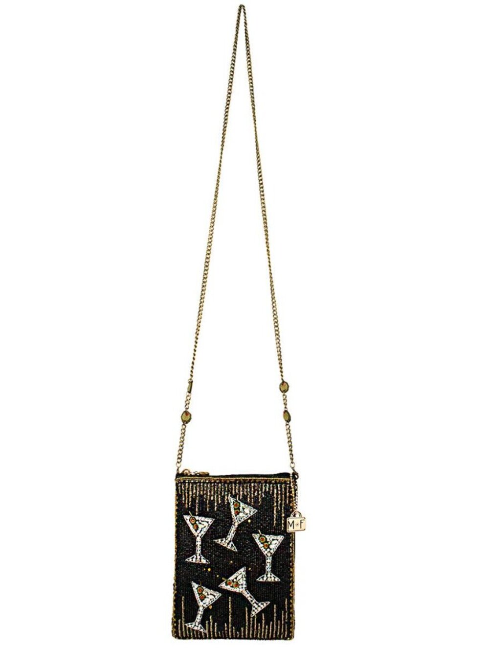 Mary Frances Sip Happens Black and Diamond Beaded Martini Crossbody - Picture 6 of 6